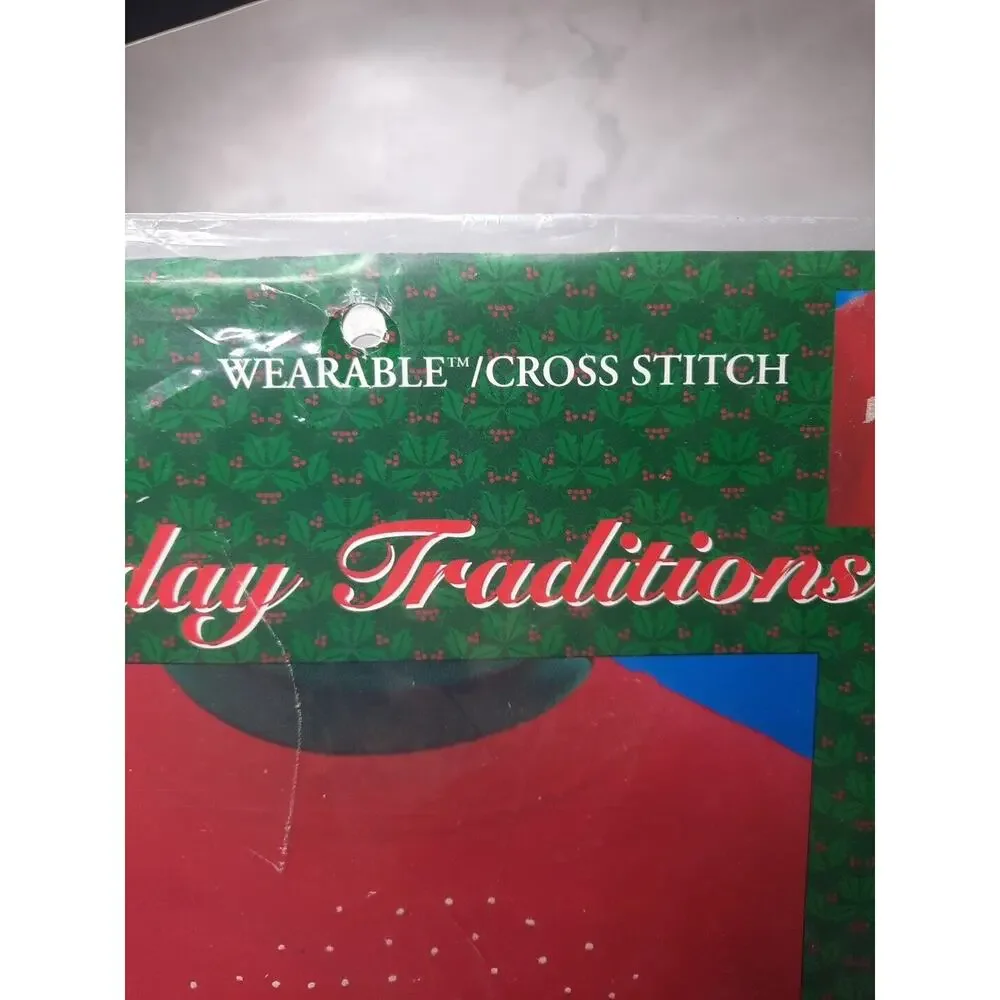 Vintage Candamar Holiday Traditions Wearable Cross Stitch Kit Santa 51049